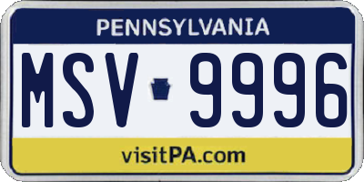 PA license plate MSV9996