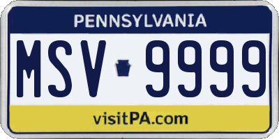 PA license plate MSV9999