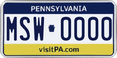 PA license plate MSW0000