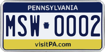 PA license plate MSW0002