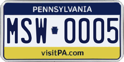 PA license plate MSW0005