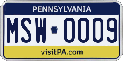 PA license plate MSW0009