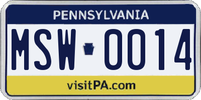 PA license plate MSW0014