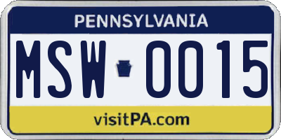 PA license plate MSW0015