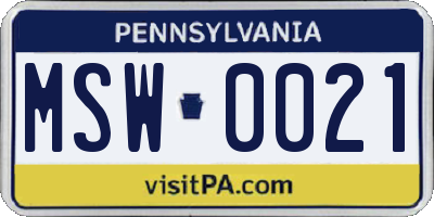 PA license plate MSW0021
