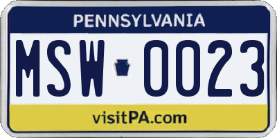 PA license plate MSW0023