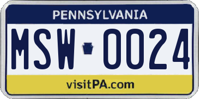 PA license plate MSW0024