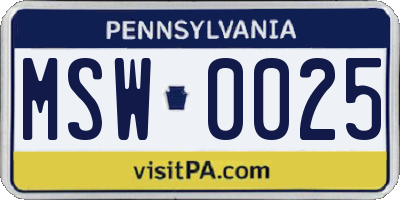 PA license plate MSW0025