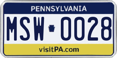 PA license plate MSW0028