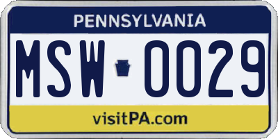 PA license plate MSW0029