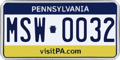 PA license plate MSW0032