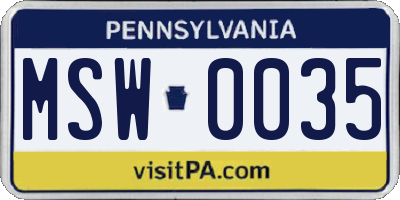 PA license plate MSW0035