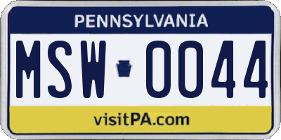 PA license plate MSW0044