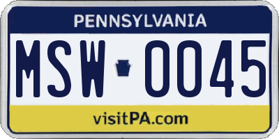PA license plate MSW0045