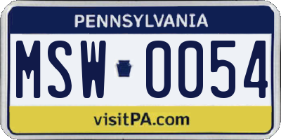 PA license plate MSW0054