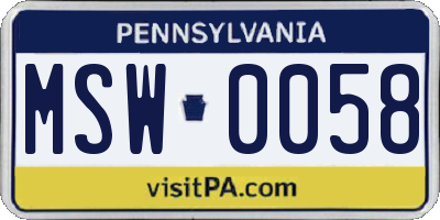 PA license plate MSW0058