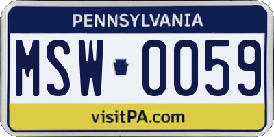 PA license plate MSW0059