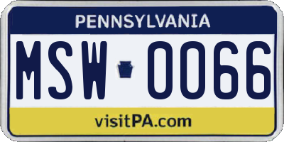 PA license plate MSW0066