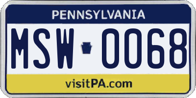 PA license plate MSW0068