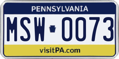 PA license plate MSW0073