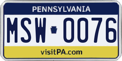 PA license plate MSW0076