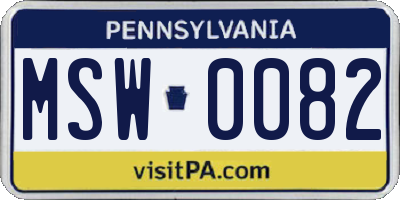PA license plate MSW0082
