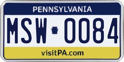 PA license plate MSW0084
