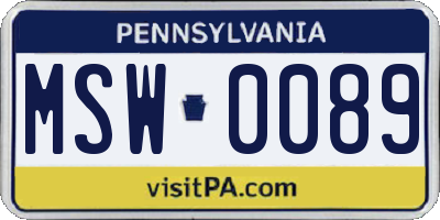 PA license plate MSW0089