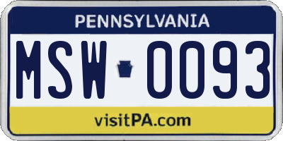 PA license plate MSW0093