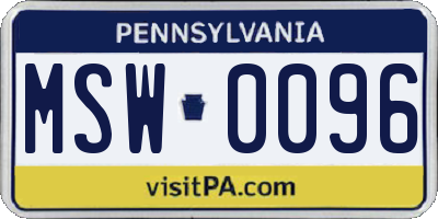 PA license plate MSW0096