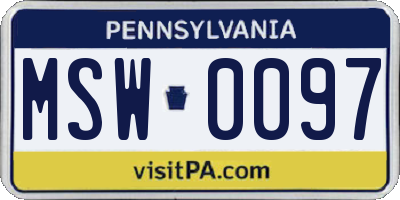 PA license plate MSW0097