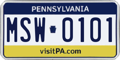 PA license plate MSW0101