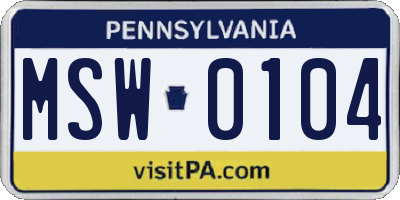 PA license plate MSW0104