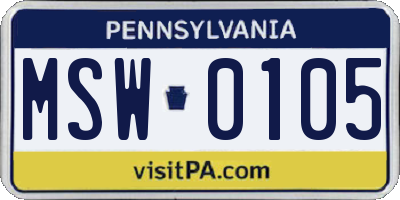 PA license plate MSW0105