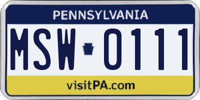 PA license plate MSW0111