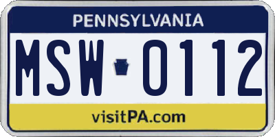 PA license plate MSW0112