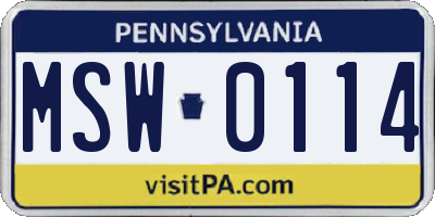 PA license plate MSW0114