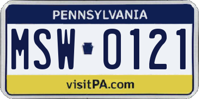 PA license plate MSW0121