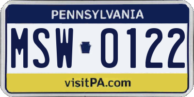 PA license plate MSW0122