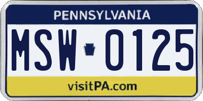 PA license plate MSW0125