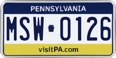 PA license plate MSW0126