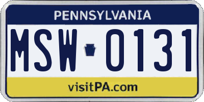 PA license plate MSW0131