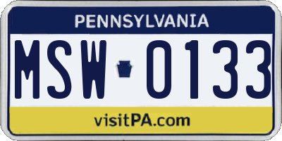 PA license plate MSW0133