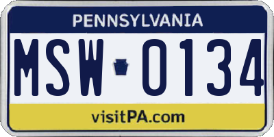 PA license plate MSW0134