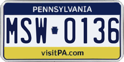 PA license plate MSW0136