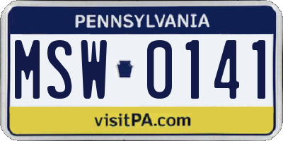 PA license plate MSW0141