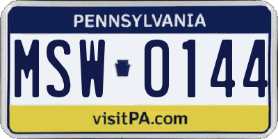PA license plate MSW0144