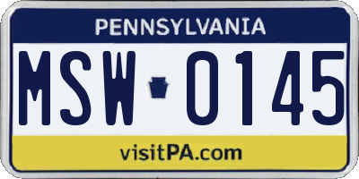 PA license plate MSW0145