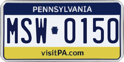 PA license plate MSW0150