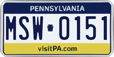 PA license plate MSW0151